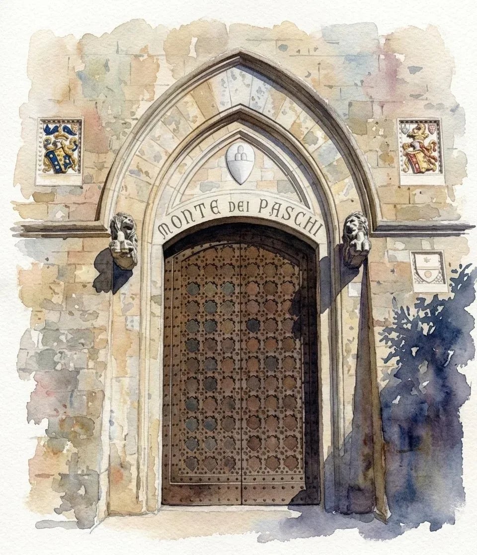 Plate I · The Door At Siena — The house that opened in 1472 and never closed.